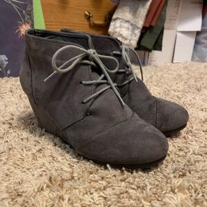 Wedge Ankle Boots, Booties, Gray, Grey, Tomson, Dream Paris, Size 7